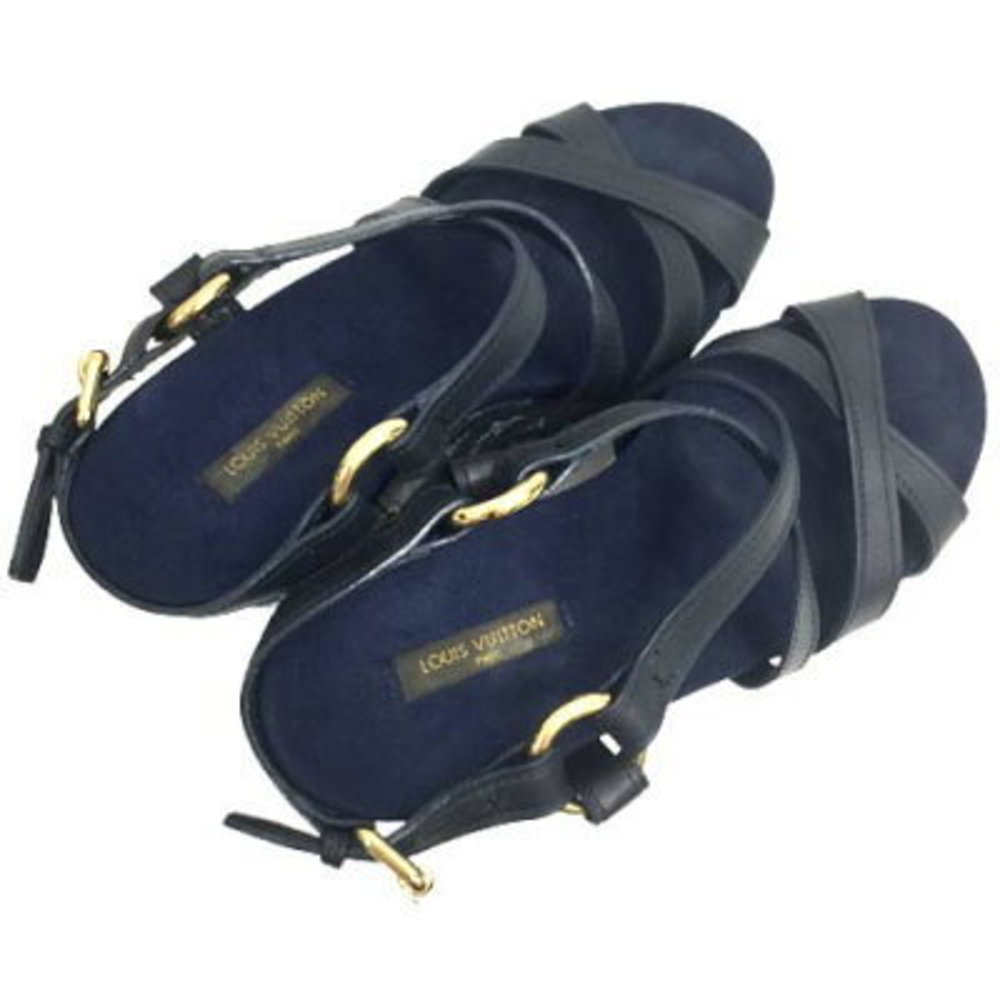Louis Vuitton Sandals Wedge Denim Ocean Mules - Picture 5 of 9